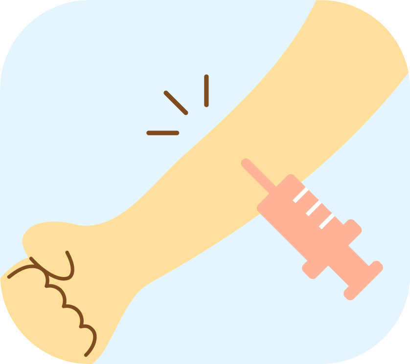 腕に注射するイラスト